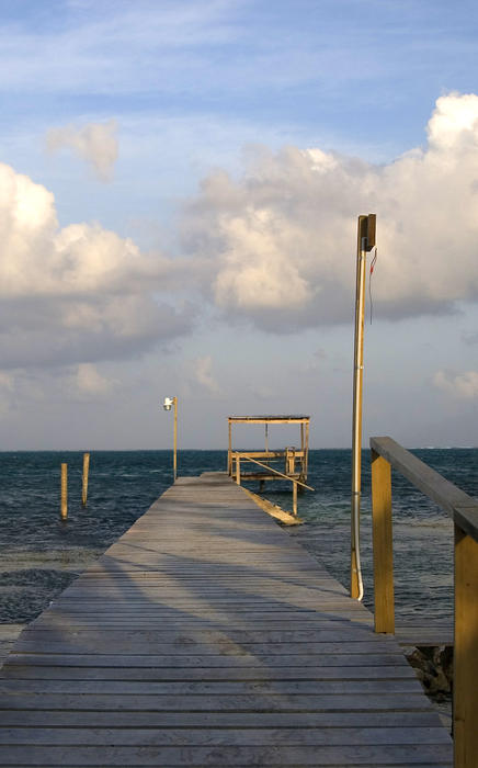 a wooden jetty off the coast of Belize